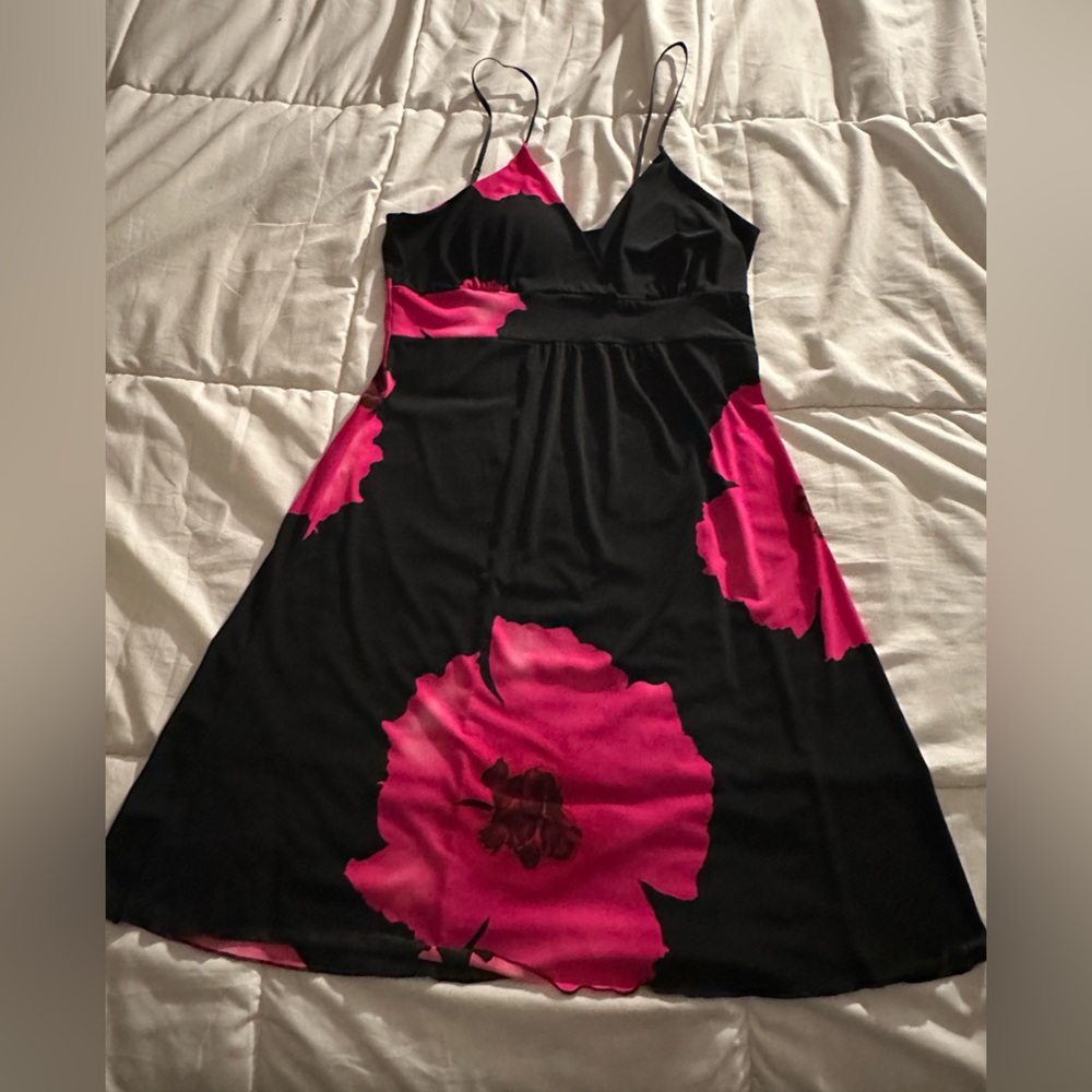 Black and Pink Floral Dress